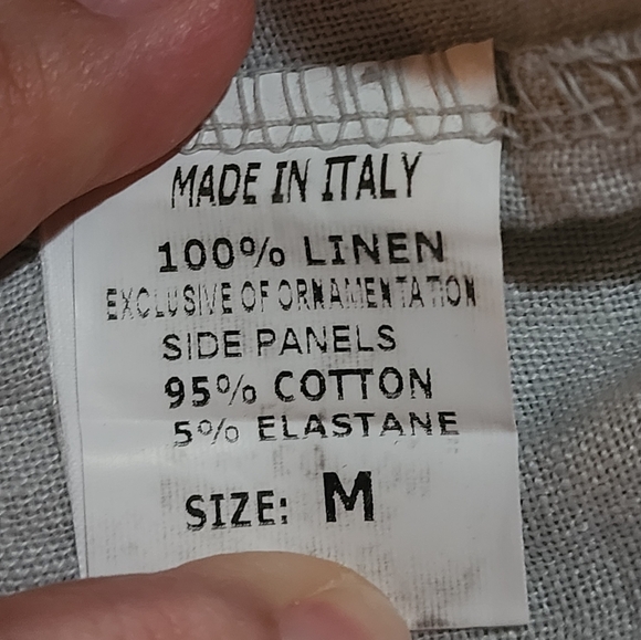 Lina Tomei Italian Linen Dress Gray Embroidered Boho Sleeveless M Made Italy - Picture 9 of 9